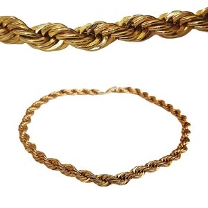 Elegant Gold-plated Brass Twisted Rope Chain Necklace 18" 1/4" Thickness